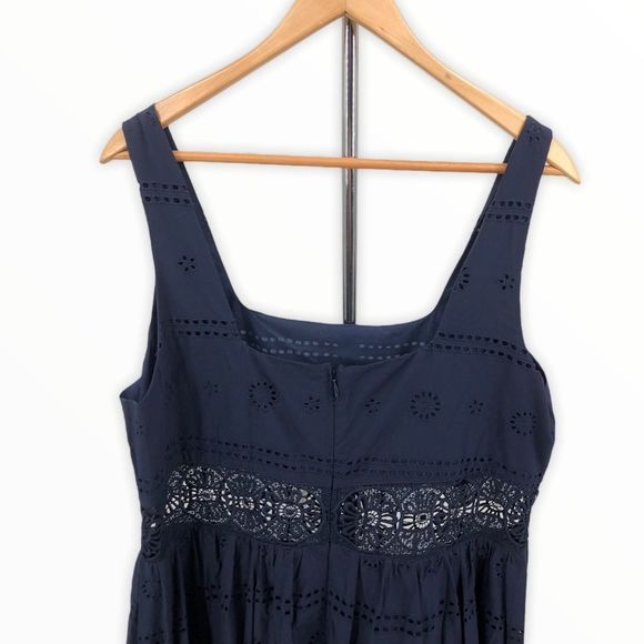 ASOS Navy Square Neck Embroidered Midi Dress NWT - Picture 7 of 14